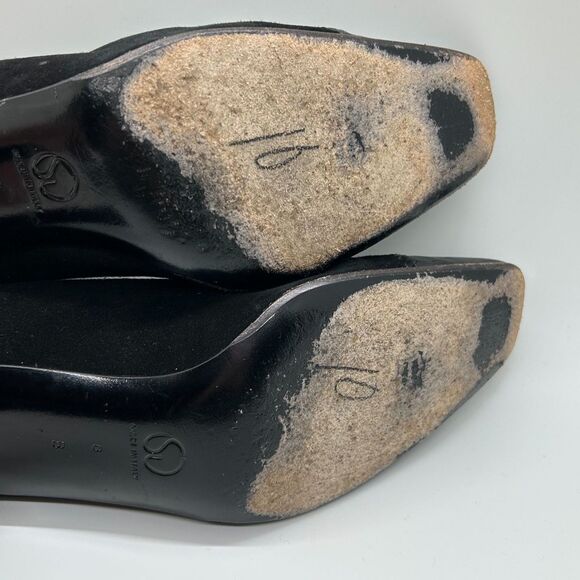 Vintage St. John Black Smooth and Suede Leather High Heel Pumps Size 8B - Picture 7 of 12